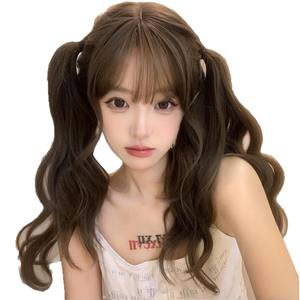 HengJi – perruque longue bouclée avec frange latérale, en fibre Kanekalon, ligne de cheveux naturelle, perruque complète pour style Lolita - Product Image 2