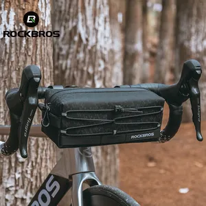 ROCKBROS tas stang sepeda, kapasitas 2L dengan tali karet untuk sepeda MTB, tas stang depan sepeda