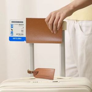 Faux Leather Cover Luggage Tags Set Passport Holder <b>Suitcase</b> Tag Lightweight Travel Accessories - Product Image 2