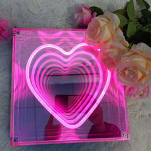 Enseigne au néon en forme de cœur Infinite Abyss Mirror personnalisée Gratuit - Product Image 1