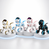 Robot chiot RC avec yeux à matrice de points LED, jouet électronique interactif pour enfants avec queue qui bouge et son