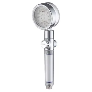 YUSON P1208 high turbo pressure shower head pp cotton filter button waterflow regulator 7-color led showerhead