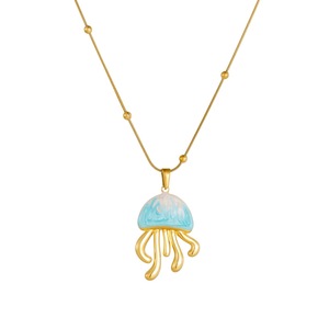 Cute Cartoon Jellyfish Pendant Necklace Gold Plated Stainless Steel Ocean Beach Style Women's Fashion Choker - Product Image 5
