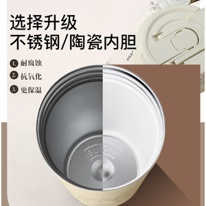 Gobelet isotherme élégant en acier inoxydable de 500 ml, motif lys d'allée doré, avec couvercle en PP, double fonction, portable, pour café et autres boissons, idéal pour les voyages. - Product Image 2