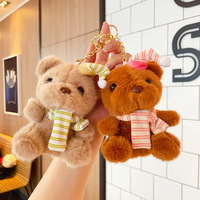 Porte-clés en peluche ours en peluche mignon de 12 cm avec écharpe, 4 couleurs, cadeau parfait pour les enfants, jouet porte-clés, pendentif pour sac à dos, jouet en peluche