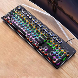 New Punk Exchangeable Shaft RGB Backlit Ergonomic Wired Keyboard Cyan Black Tea Axis 104 <b>Keys</b> Gaming Real Mechanical Keyboard - Product Image 1