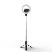 Perche à selfie télescopique Q07 avec anneau lumineux LED, rotation à 360°, télécommande sans fil, trépied, en ABS et alliage d'aluminium, 274g, 798mm