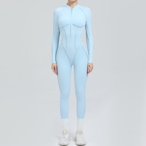Áo liền quần thể dục <span class=keywords><strong>Catsuit</strong></span> dài đầy đủ quần áo nữ áo liền quần có khóa kéo đường may đường viền nén nâng cao hình thể trang phục tập gym - Product Image 5