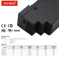 Alimentation industrielle sans ventilateur Jiangtek DRP-60-12 60W 12V 4.5A en forme de marche, isolation OVC III 4000Vac, pour rail DIN TS-35