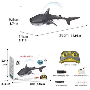 Juguete de Tiburón RC Acuático de 2.4 GHz, Tiburón Dorado con Control Remoto y Rociador de Agua, Juguete de Barco RC Tiburón Recargable - Product Image 4