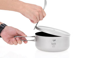 Juego de Tazones de Titanio Apilables Duraderos, Ligeros, de Titanio Puro de Primera Calidad, 1.2L, Color Gris Plateado con Acabado Arenado, Lonchera para Acampar al Aire Libre - Product Image 6