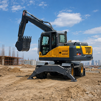 Excavatrice hydraulique mobile professionnelle à grandes roues pour les travaux de construction, de voirie et d'ingénierie publique
