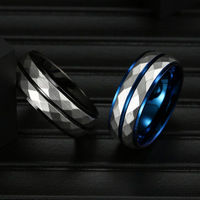 Bague de luxe en acier inoxydable pour homme, design bleu classique, bijoux tendance pour fiançailles, cadeau de fête de mariage