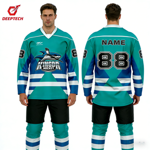 कस्टम प्रो हॉकी जर्सी स्माइल हेवीवेट सामग्री लुगनीय जाल सिलाई का लोगो आइस हॉकी वर्दी थोक ओएम गंध फैक्टरी - Product Image 1