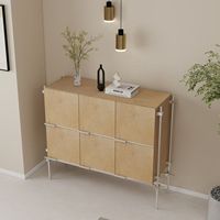 Aparador Minimalista de Gran Capacidad de Madera Contrachapada de Abedul Marino con Cajones Claros para Sala de Estar