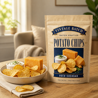 Sachet refermable de qualité alimentaire résistant à l'humidité pour chips, avec encoche de déchirement, pour présentation en magasin, conception d'emballage personnalisée
