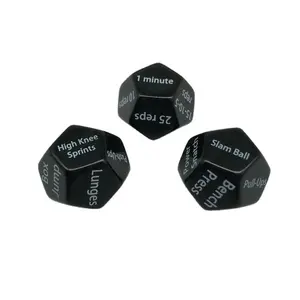 New Arrival Acrylic 12 Face Outdoor Yoga Sports Fitness Exercise Dice with letters