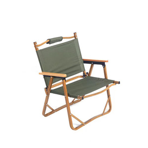 Silla Plegable Kermit Portátil y Moderna de Tela para Exteriores con Marco Metálico con Acabado de Madera para Hospital, Camping, Jardín, Cafetería // Kermit Fol - Product Image 1