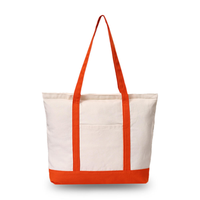 Sac fourre-tout en toile de coton écologique 16 oz avec fermeture épaule, taille et couleur personnalisables, motif lettres, design contrastant, polyvalent pour le shopping