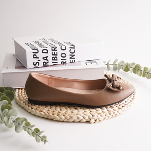 Ballerines plates pour femmes en PU souple, à enfiler, à bout pointu, avec nœud et clous métalliques, style <span class=keywords><strong>camel</strong></span>, pour le bureau - Product Image 4