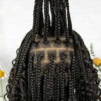 Perruque tressée courte style bohème, tresses carrées, perruque tressée complète en dentelle, cheveux synthétiques bouclés avec baby hair pour femmes noires