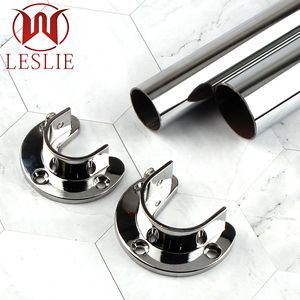Soporte de Riel para Ropa de Aleación de Zinc Leslie, Asa Redonda Ovalada, Montaje en Pared, Herraje para Armario, para Tubos de 16, 19, 25 y 32 mm - Product Image 1