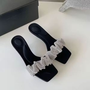 Sandales à talons hauts en cuir véritable pour femmes, de haute qualité, à enfiler, à bout ouvert, mode estivale, escarpins à talons hauts - Product Image 1