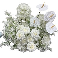 Bola Bunga Baby's Breath Putih 50cm Buatan, Set 2 Buah, Dekorasi Meja Utama Pernikahan, Gaya Modern, Bunga Sutra, Centerpieces