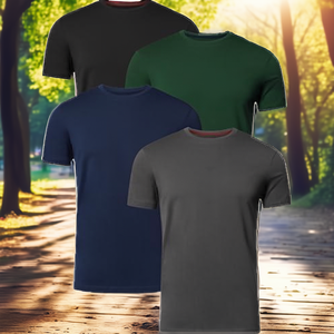 T-shirt décontracté à col ras du cou pour homme, 180g, séchage rapide, tricoté, uni, anti-boulochage, coupe ajustée - Product Image 2