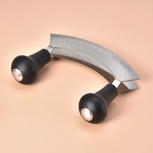 Stainless Steel Double <b>Sided</b> Knife Curved Blade Multi Functional Vegetable <b>Cutter</b> For Onion Herb Nougat Slicing Kitchen Gadget - Product Image 4
