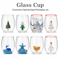 Tasses à café en verre à paroi simple/double, design moderne et luxueux, personnalisées, 250/350/450 ml, écologiques, avec dessin animé 3D
