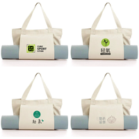 Tas Yoga Kanvas Custom dengan Tempat Matras Yoga, Tas Selempang Olahraga Gym yang Dapat Digunakan Kembali, Tas Jinjing Fitness Logo Custom Pabrik