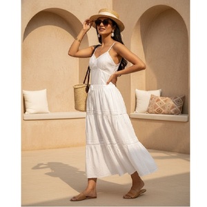 Robe longue décontractée pour femmes, robe d'été à manches courtes, tissu doux et confortable, robe longue légère - Product Image 1