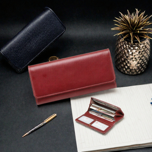 Custom Men's <b>Clutch</b> Card Holder Button <b>Purse</b> Bifold Travel Wallet Business Long Genuine Leather Wallet Nylon Large Capacity - Product Image 3