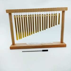 Wholesale 20 Tone <b>Graduated</b> Gold Metal Wind Chime With Wooden <b>Frame</b> Orff Percussion Instrument For Kids Recognition Education - Product Image 4