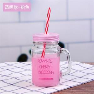 Vaso de cristal degradado con asa de pajita, estilo retro, para bebidas frías, leche y té. - Product Image 6