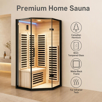Sauna infrarouge moderne et écologique pour 2 personnes, sauna intérieur moderne en bois massif avec salle de bain entièrement vitrée et accessoires de sauna