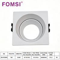Support de Downlight Carré LED FOMSI Blanc Noir à Angle Réglable pour Ampoules LED MR16, Boîtier de Lampe LED, Cadre de Spot LED GU10 MR16