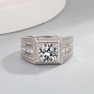 Bague pour homme élégante et généreuse en ZIRCON carré de 2 carats sertie <span class=keywords><strong>d</strong></span>'étoiles scintillantes, bague tendance pour homme - Product Image 3