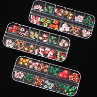 12 grilles de strass en résine pour nail art, motifs de Noël 3D Père Noël et rennes