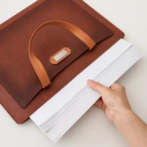 Porte-documents portable A4 en cuir PU avec poignée, grande capacité, pour le bureau et les voyages, dossier de classement professionnel pour les réunions - Product Image 5