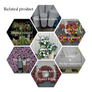 Composition florale artificielle en soie bleue et blanche avec roses, hortensias et delphiniums pour arche de mariage moderne et toile de fond d'événement - Product Image 5