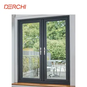 DERCHI Crittal double glazed tempered glass swing door and window and Steel frame door French casement steel window