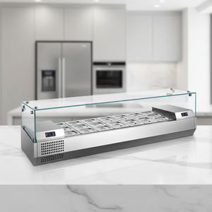 Réfrigérateur <span class=keywords><strong>de</strong></span> préparation <span class=keywords><strong>de</strong></span> salades en gros, avec thermostat numérique, en acier inoxydable, pour la conservation des aliments et présentoir à salades - Product Image 3