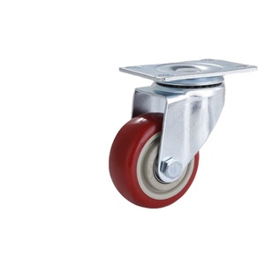 Factory Wholesale 2.5-5 Inch Dark Red PU Industrial Medium-sized Swivel <b>Wheels</b> Hand Carts Directional Casters Brake 50kg Load - Product Image 2