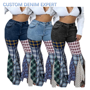 Jeans en denim évasé à taille moyenne bleu délavé pour femmes, pantalon décontracté extensible pour femmes, design de pantalon en <span class=keywords><strong>jean</strong></span> <span class=keywords><strong>bootcut</strong></span>, Y2K - Product Image 6
