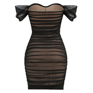 Nouvelle robe de soirée sexy sans bretelles pour femmes, robe courte plissée ajustée pour l'été - Product Image 4