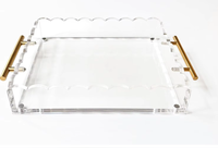 Plateau en acrylique transparent festonné de nouvelle conception avec poignées en or plateau de rangement en plastique de table tapis magnétique pour la protection contre les déversements