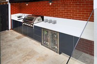 2022 Hangzhou Vermont acier inoxydable noir comptoir à quartz blanc et 2 portes réfrigérateur