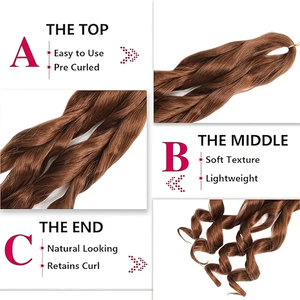 Extensions de Cheveux Synthétiques Ondulés Doux Bouclés Style Espagnol, Type Mèche Française pour <span class=keywords><strong>Tresses</strong></span> Africaines – Vente en Gros - Product Image 4